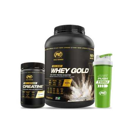 PACK PROTEÍNA WHEY GOLD 6 LIBRAS + CREATINA CREAPURE + SHAKER - PVL