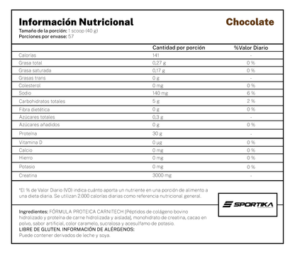 Carnitech 100% beef protein hydrolized and isolate 5.0 libras