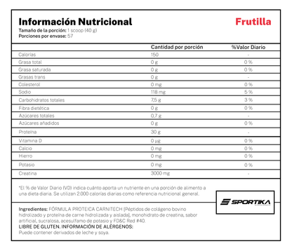 Carnitech 100% beef protein hydrolized and isolate 5.0 libras