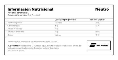 Energy Gel VO2 C30 sabor neutro sin cafeína - 10 Unidades