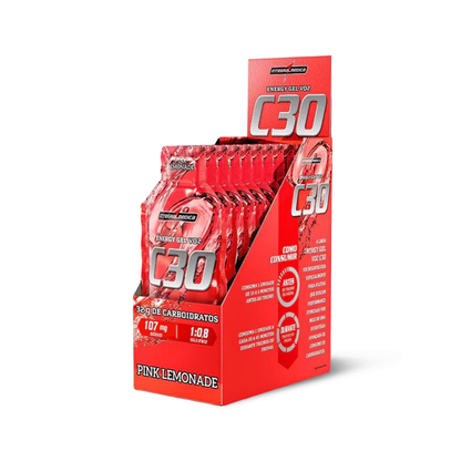 Energy Gel VO2 C30 sabor pink limonade sin cafeína - 10 Unidades