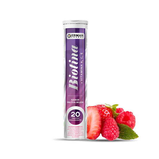 Biotina + Zinc + Coenzima Q10 Sabor frutos rojos 20 tabletas efervescentes