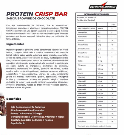 Protein Crisp Bar 12 und - Brownie de chocolate