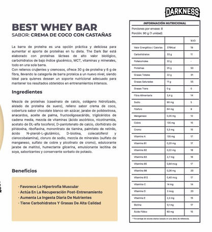 Dark bar 8 und - Crema de coco con castañas