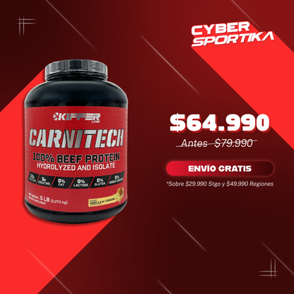 Carnitech 100% beef protein hydrolized and isolate 5.0 libras