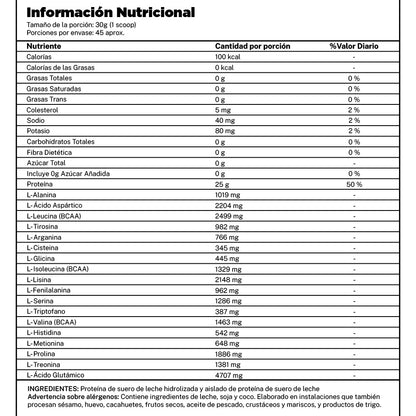 Chef Protein Hydrolyzed Isolate sin sabor - 45 porciones
