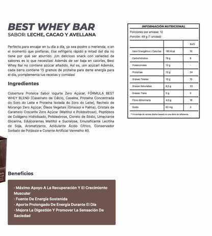 Best Whey bar 12g - Leche, cacao y avellana