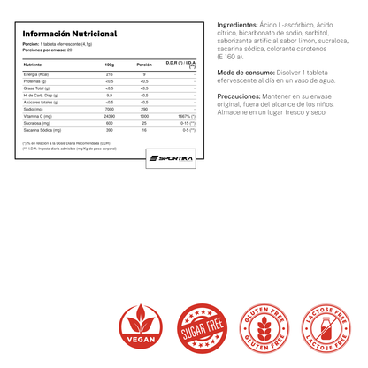 Vitamina C 1000mg Sabor Limón 20 tabletas efervescentes