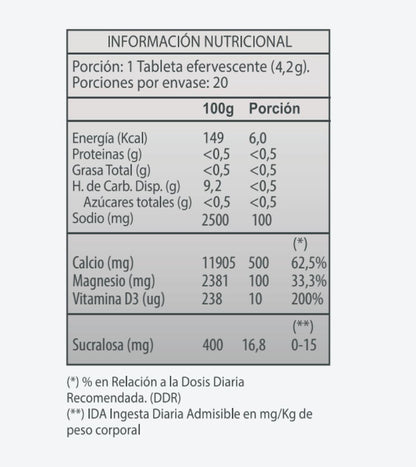 Calcio + Magnesio + VITAMINA D3 Sabor Mandarina