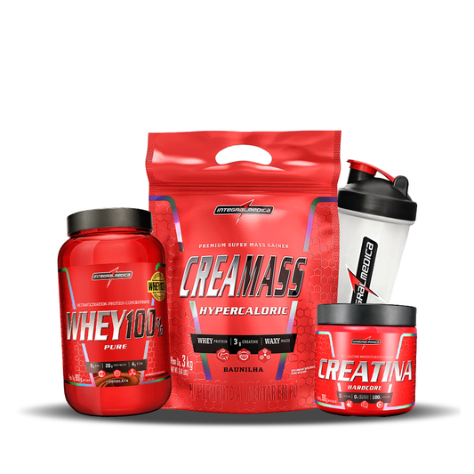 PACK VOLUMEN EXTREMO – Creamass 6.6LB + Creatina Hardcore + Whey 100% Pure 2LB + shaker GRATIS