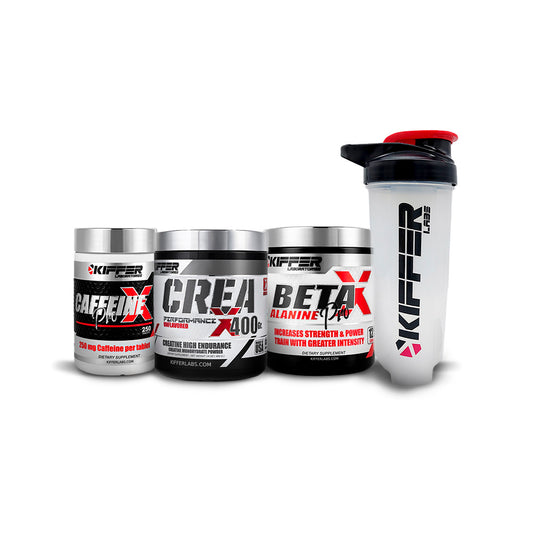 PACK fuerza imparable CREAX 400 + BETA ALANINA 400G KIFFER + CAFEINA 250 TABLETAS