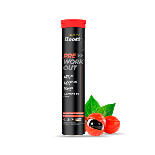 Pre entreno Xtreme Boost sabor Guaraná 20 tabletas efervescentes